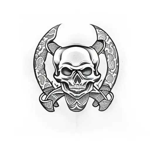 skull crossbones tattoo design idea