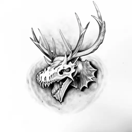 great Irish elk skull mask tattoo design idea