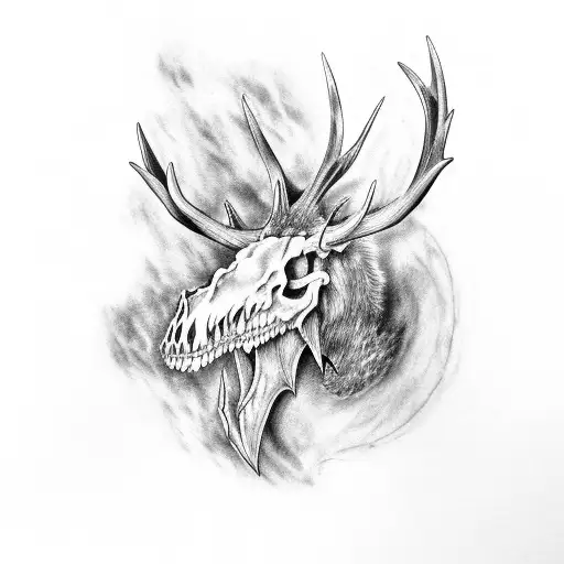 great Irish elk skull mask tattoo design idea