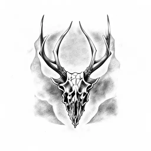 great Irish elk skull tattoo design idea