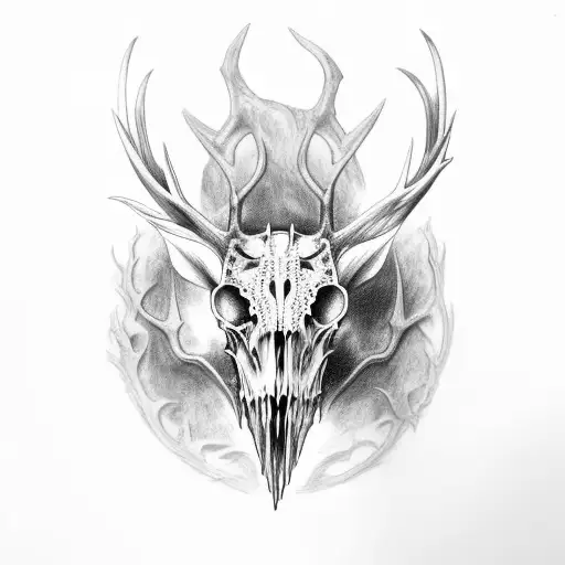 great Irish elk skull mask tattoo design idea