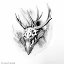 great Irish elk skull mask tattoo design idea