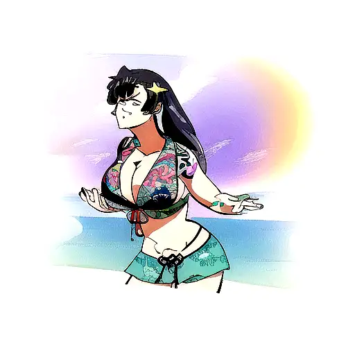 Lower neck tattoo, symbolizing rebirth, strength, and Hawaiin designs. subtle dragon and Ocean vibes tattoo design idea