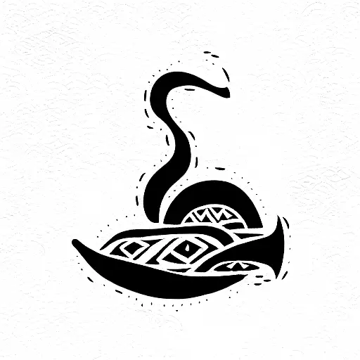 Lower neck tattoo, symbolizing rebirth, strength, and incorporating Polynesian and Japanese designs. Ocean vibes tattoo design idea