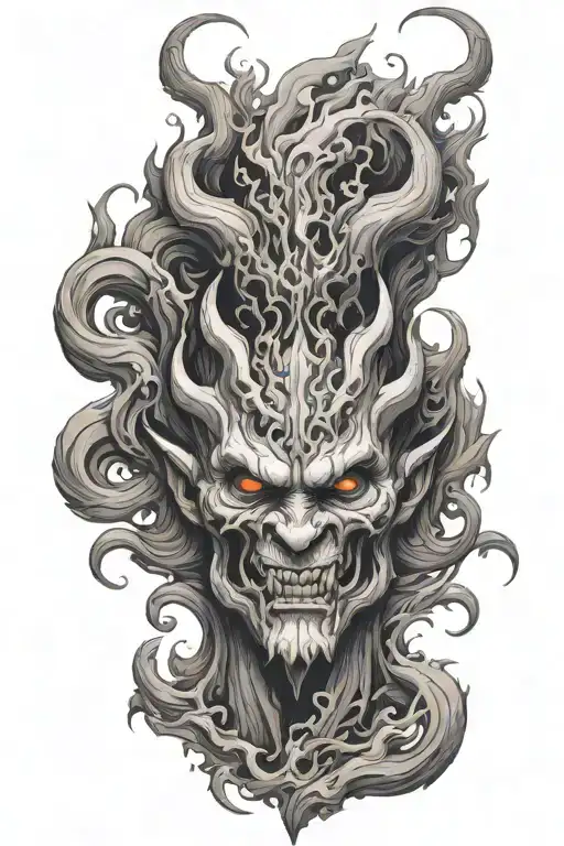 smoke forming the shape of a demon tattoo design idea