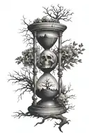 Hourglass with tree at top and skull at the bottom tattoo design idea
