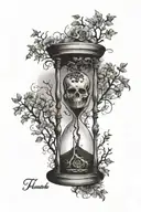 Hourglass with tree at top and skull at the bottom tattoo design idea