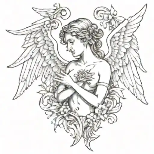 Renaissance angel sternum tattoo tattoo design idea