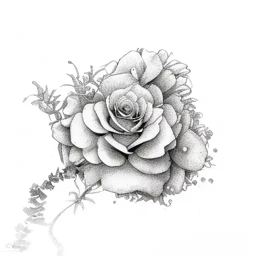 January, March, August, December birthday month flowers tattoo design idea