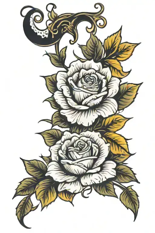 Yellow roses with wording that say I love you up to the moon and back again Mamaw tattoo design idea