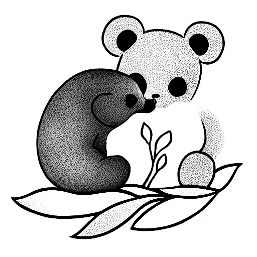 lily of the valley and koala bear tattoo design idea