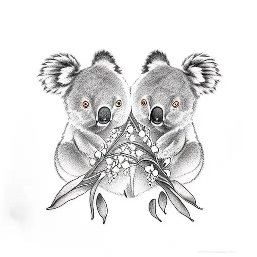 lily of the valley and koala bear tattoo design idea