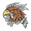 eagle head and wings tattoo design idea