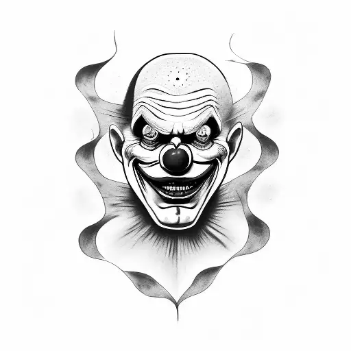evil clown coming out of skin tattoo design idea