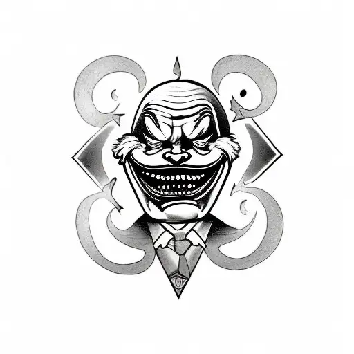 evil clown coming out of skin tattoo design idea