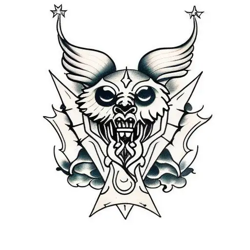 satanic clow ripping through skin tattoo design idea