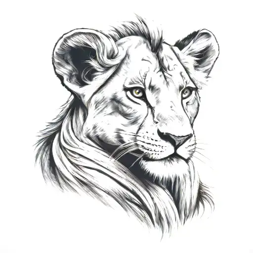 the simba drawing from lion king tattoo design idea