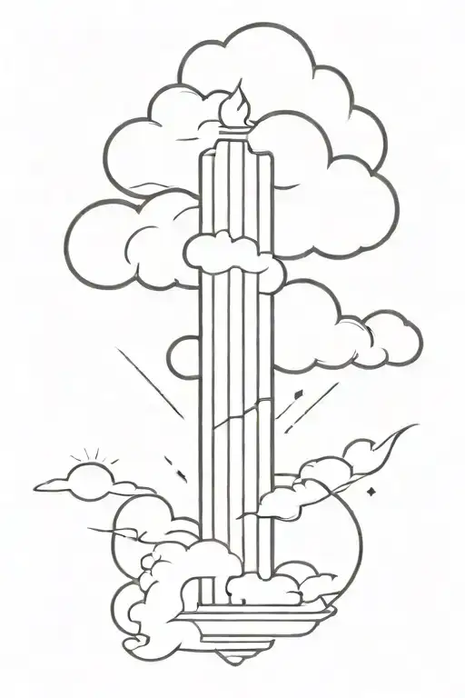 A minimalist tattoo of a pillar of fire and cloud combined, representing the presence of God in the client's life tattoo design idea