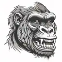 gorilla with fangs with Cuban link tattoo design idea