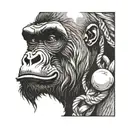 gorilla with fangs with Cuban link tattoo design idea