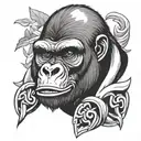 gorilla with fangs with Cuban link tattoo design idea