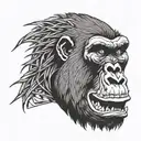 gorilla with fangs with Cuban link tattoo design idea