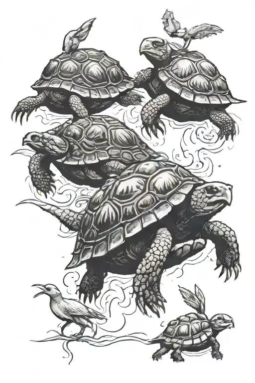 turtles and rabbit in the tattoo design idea