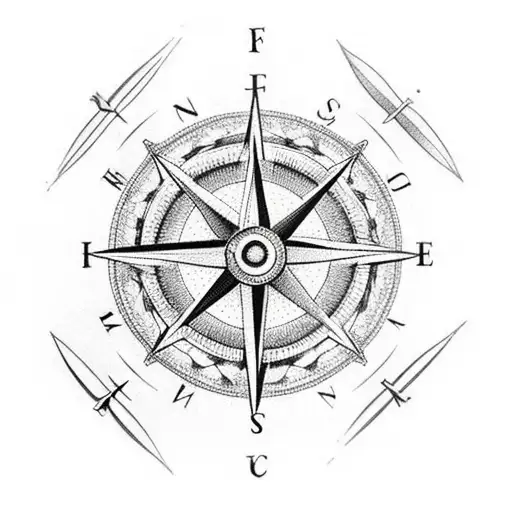 heart and compass tattoo design idea