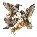 two ravens with open wings, tattoo design idea