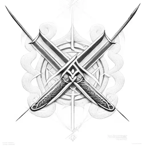 3 sword crossed tattoo design idea