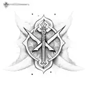 3 sword crossed tattoo design idea
