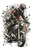 Motorbike and Dandelion blowing tattoo design idea