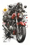 Motorbike and Dandelion blowing tattoo design idea