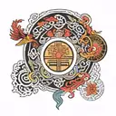 Albanian geo symteric shapes traditionnal tattoo design idea