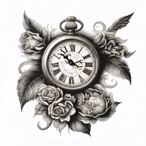 clock showing 12:05 tattoo design idea