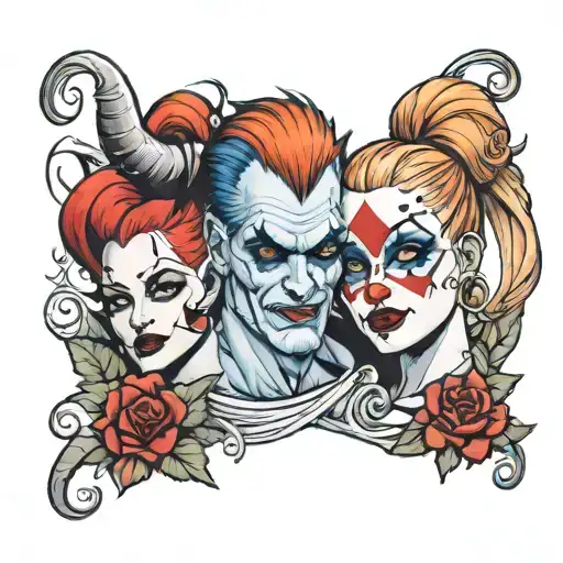 zues with Harley Quinn  tattoo design idea