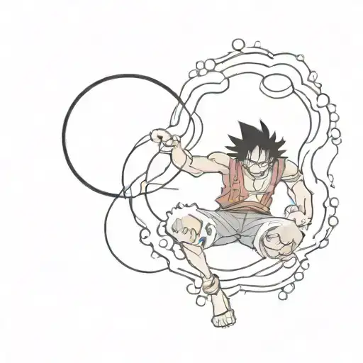 luffy gear 5 in a moon tattoo design idea