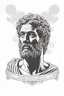 Add a lot of detail to the image, the portrait is ok but add background designed based on greek architecture tattoo design idea