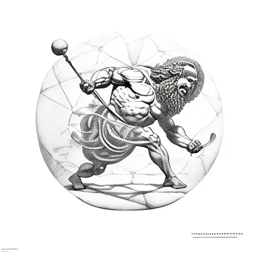 a mix between the myth of Atlas and that of Sisyphus serving their punishment together on the same stone tattoo design idea