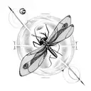 Pisces constellation with dragonfly and Saturn in colors tattoo design idea