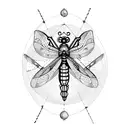 Pisces constellation with dragonfly and Saturn in colors tattoo design idea