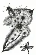 dandelion and firefly tattoo design idea