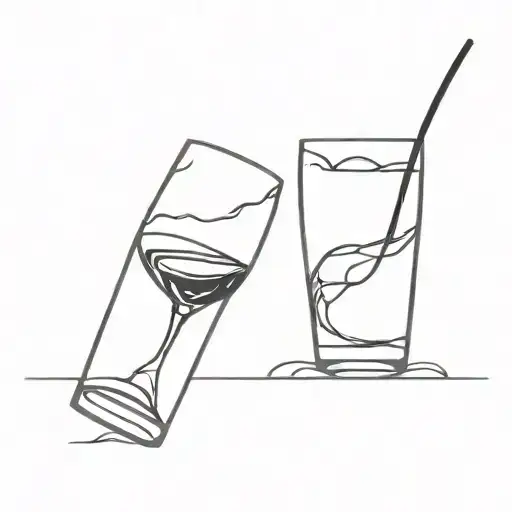 two glasses clinking together with one with a light liquid and one with a dark liquid tattoo design idea