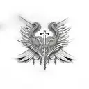cross tattoo with wings tattoo design idea