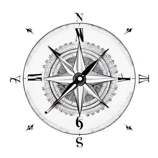 compass clock tattoo design idea