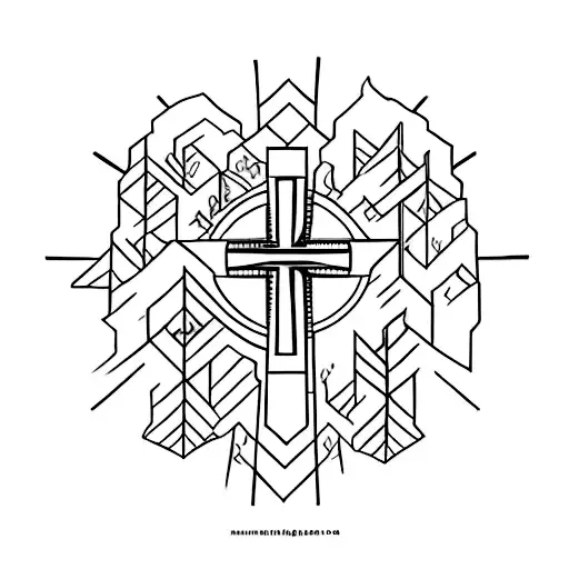 minimalistic Christian cross, add in some cool design tattoo design idea