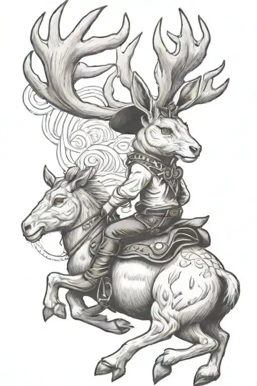 cowboy riding a jackalope tattoo design idea