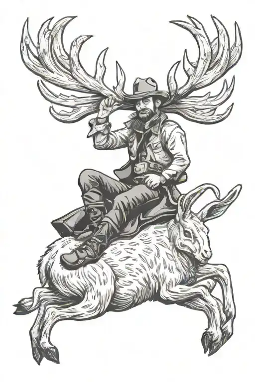 cowboy riding a jackalope tattoo design idea