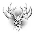 bone arm made out of deer antlers with muscles tattoo design idea