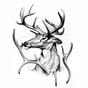 bone arm made out of deer antlers with muscles tattoo design idea